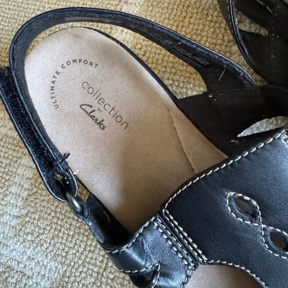 Clarks Collection Leather Comfort Sandals Brown Stitch Slingback Shoes Size 7 - Picture 6 of 9